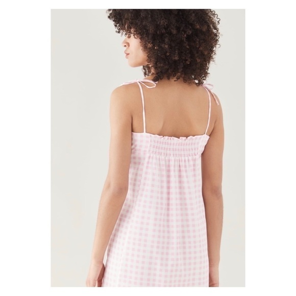 NWT SOKIE COLLECTIVE x Shopbop Tie Strap Gingham Mini Dress Pink White Large - Picture 3 of 14